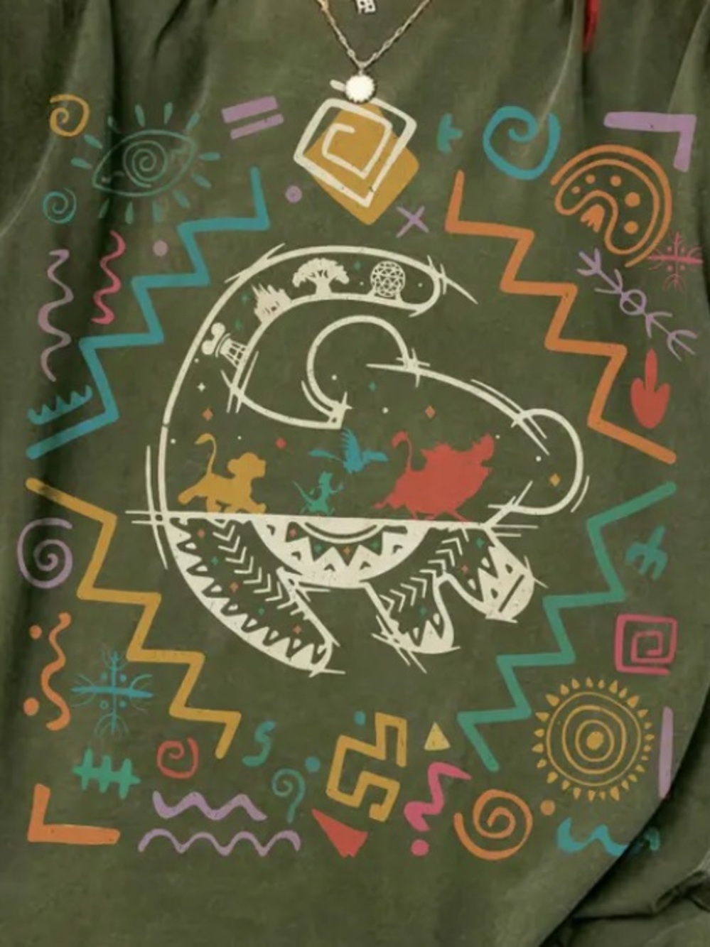 Comfort Colors Moss Graphic Heart Tee with Multicolor Tribal Motif